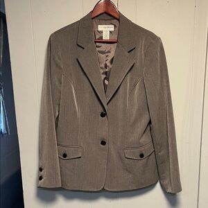 Sag Harbor Stretch Women's Gray Blazer with Pockets Fully Lined Size 12 Large